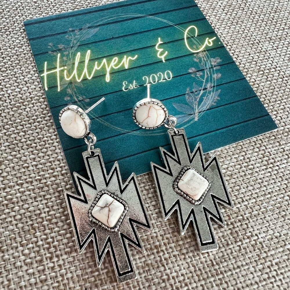White stone earrings